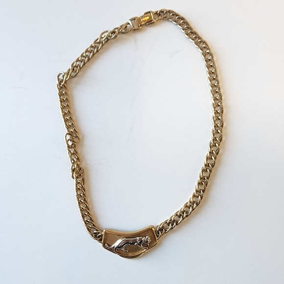 Vintage Jackie Collins Panther Gold & Silver Plated Collar Necklace - Picture 2 of 6